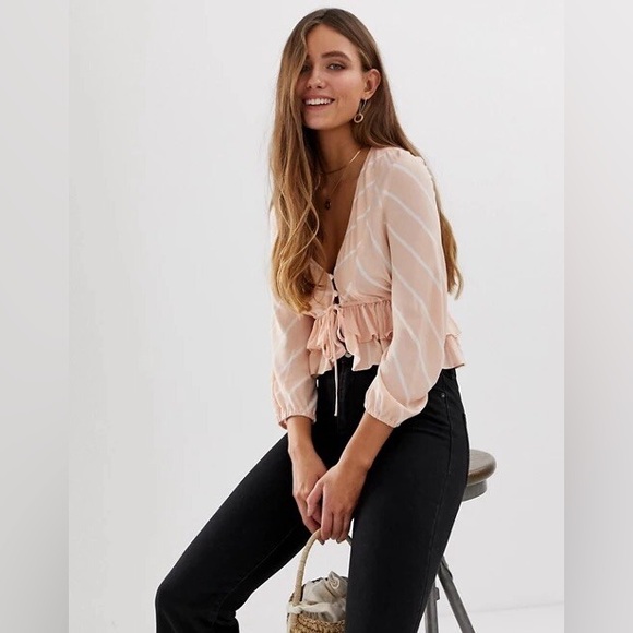 FREE PEOPLE SAMIFRAN CROPPED BUTTON FRONT LONG SLEEVE - Picture 9 of 9